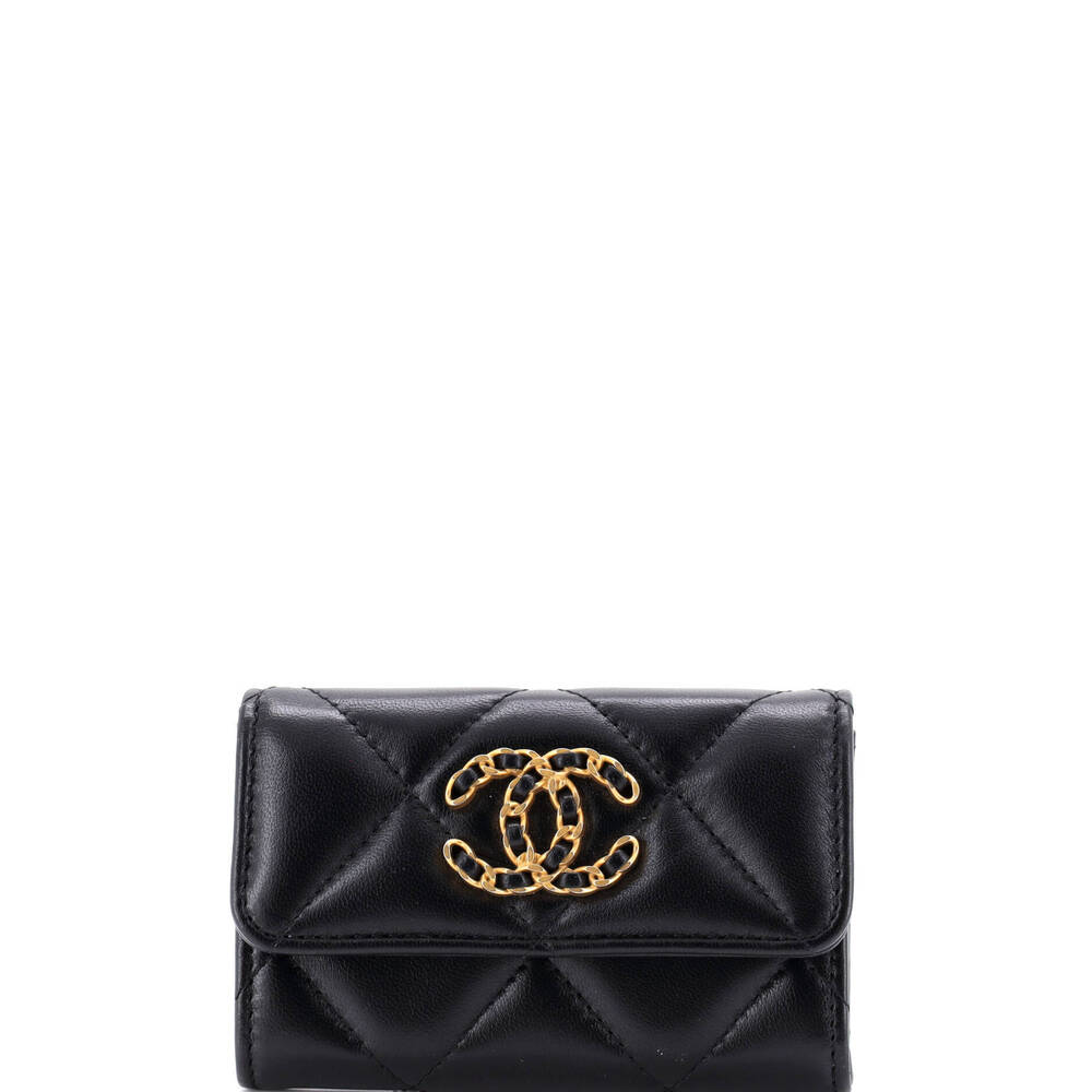 Chanel 19 Flap Card Case Quilted Leather